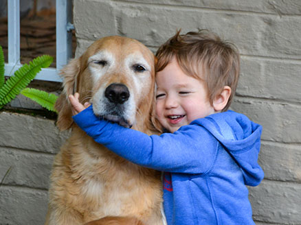 dog and kid