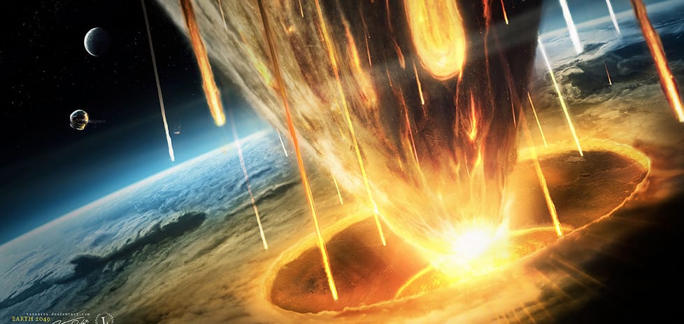 planet being hit by asteroid